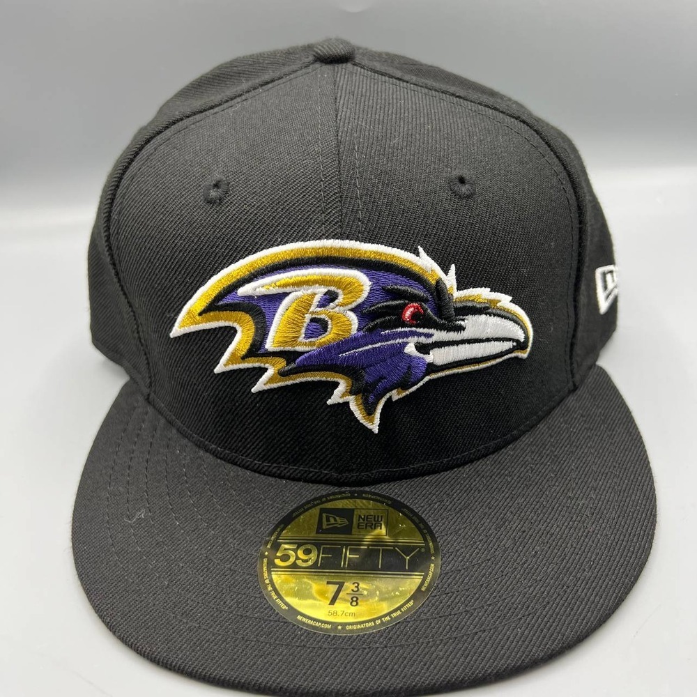 Baltimore Ravens‎ Hat Men 7 3/8 Black 59Fifty New Era NFL Fitted Cap
